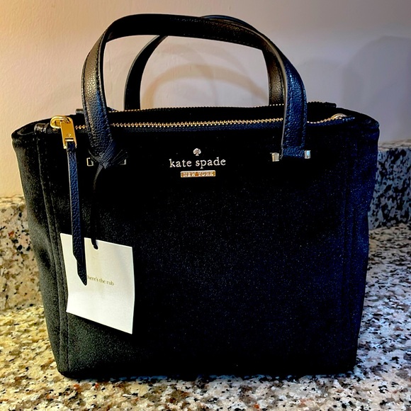 Kate Spade black velvet Kona crossbody handbag small NEW purse shoulder bag - Picture 4 of 9